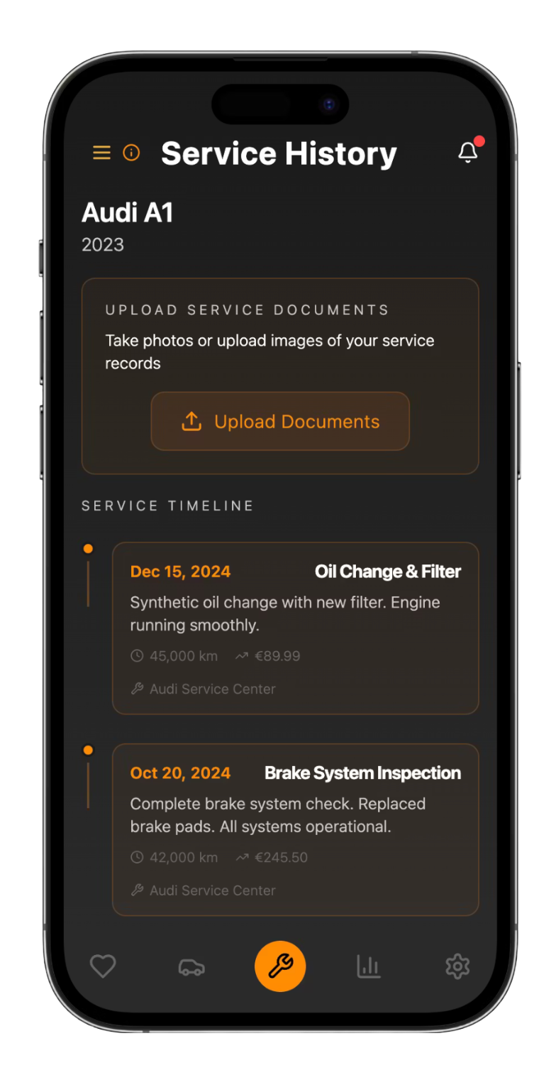 Service History Screen